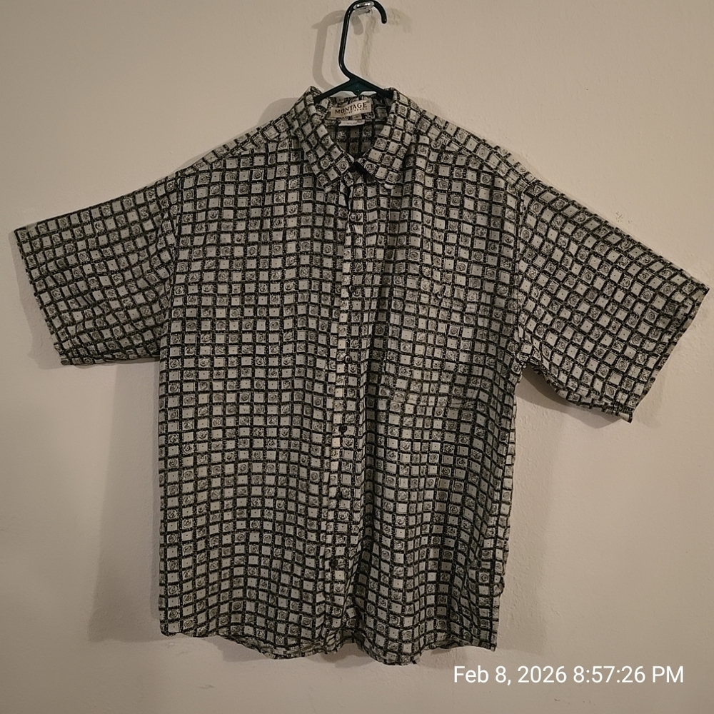 Men's Black and White Checkered Shirt